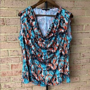 Ellen Weaver Colorful Abstract Sleeveless Blouse